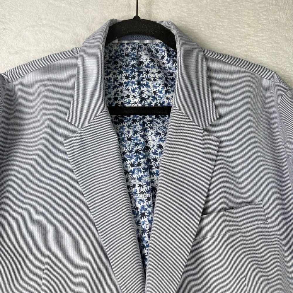 ROBERT GRAHAM Blazer 44R Classic SEERSUCKER Men Lightweight Striped 100% Cotton